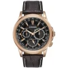 Citizen Eco Drive Calendrier World Time Black & Rose Gold Chronograph Dial Leather Strap Watch