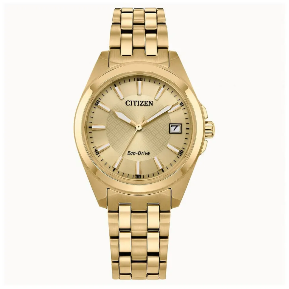 Citizen Eco Drive Peyten 33mm Gold - Yellow Dial Bracelet Watch