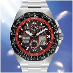 Citizen Eco-Drive Men's Limited Edition Red Arrows Black Dial Steel Bracelet Watch
