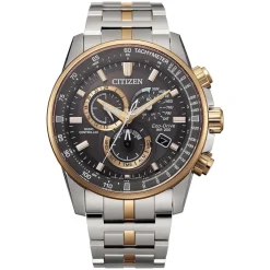 Citizen Eco-Drive Perpetual Chrono A.T 43mm Grey Dial Two-Tone Steel Bracelet Watch