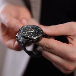 Citizen PCAT Eco Drive Worldtime Grey & Blue Chronograph Charcoal Bracelet Watch