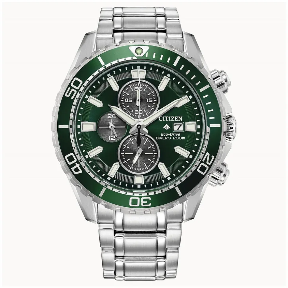 Citizen Promaster Dive Chronograph 45mm Green Dial Steel Case Watch