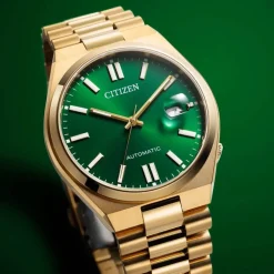 Citizen Tsuyosa 40mm Green Dial Yellow Gold Tone Steel Bracelet Watch
