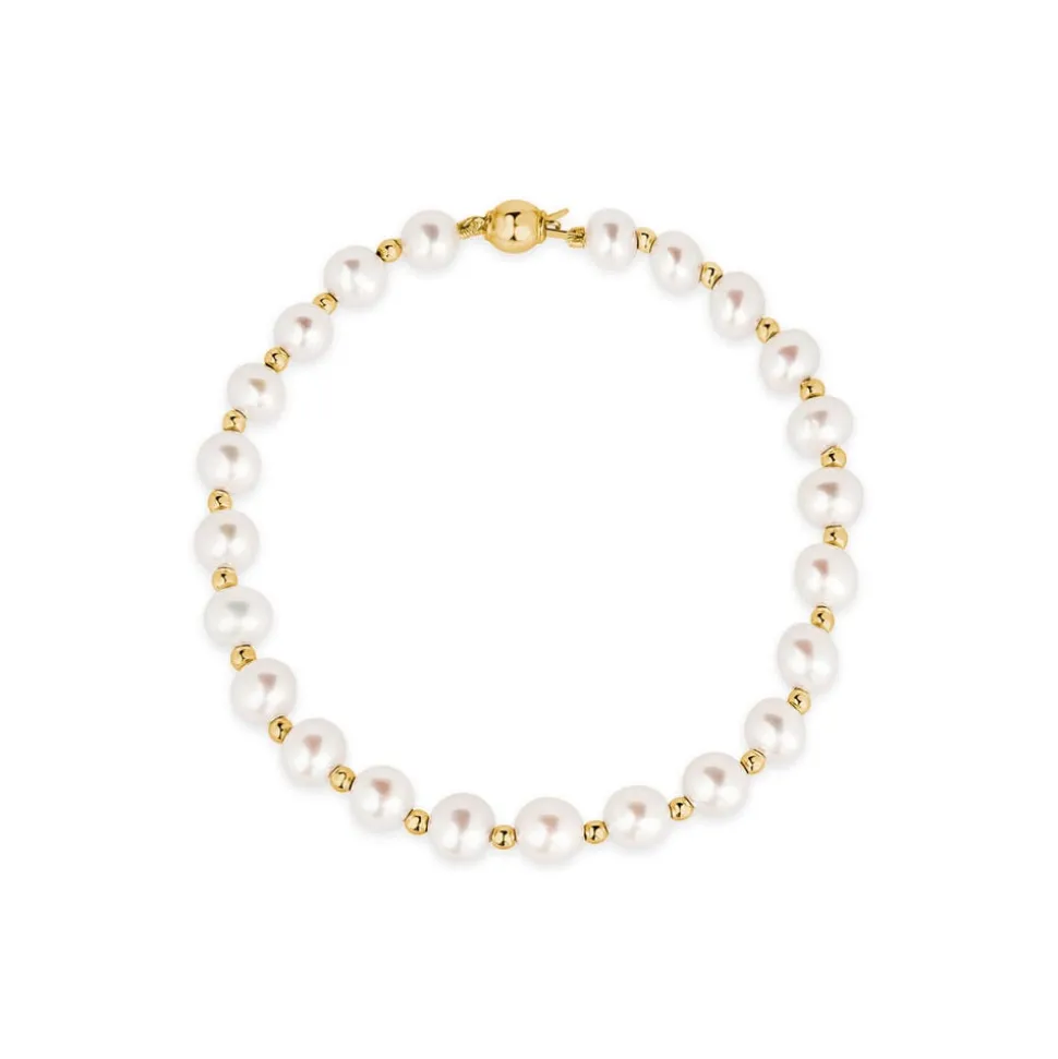 9ct Cultured Freshwater Pearls and a Gold Beat Bracelet