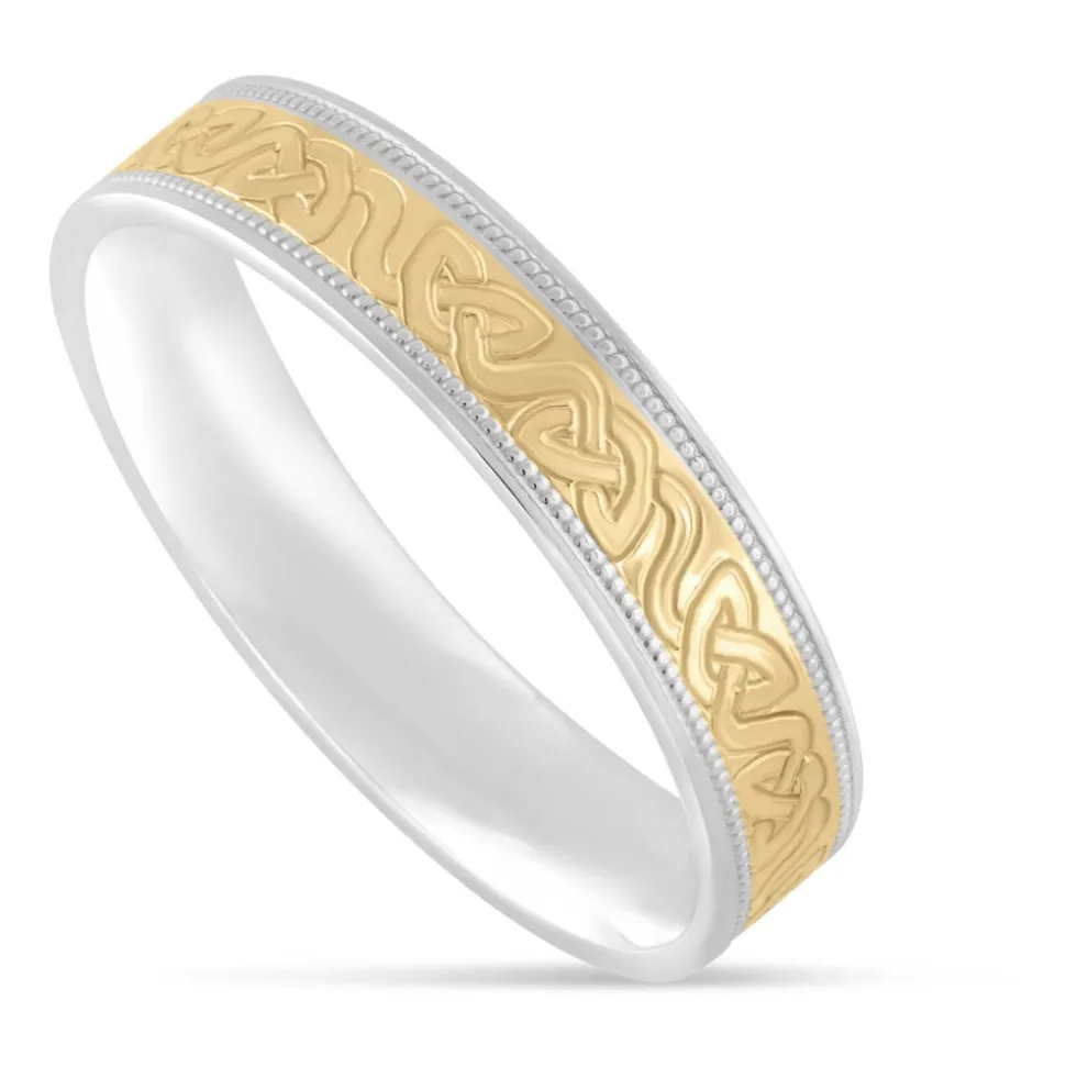 9ct Gold and Sterling Silver 5mm Celtic 5mm Wedding Ring