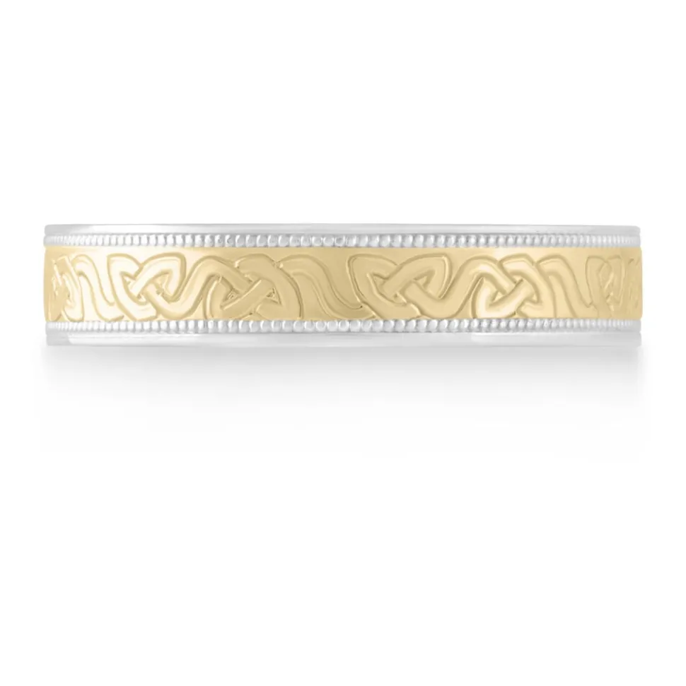 9ct Gold and Sterling Silver 5mm Celtic 5mm Wedding Ring