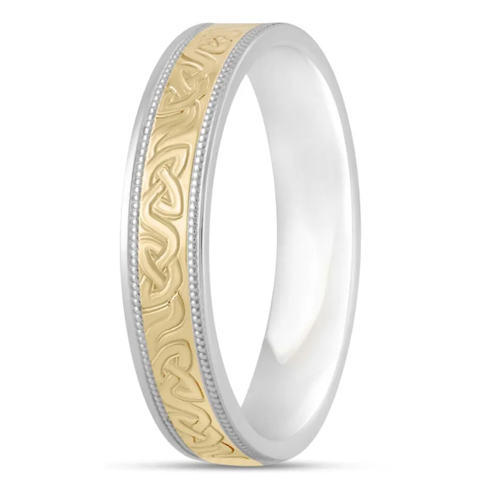 9ct Gold and Sterling Silver 5mm Celtic 5mm Wedding Ring