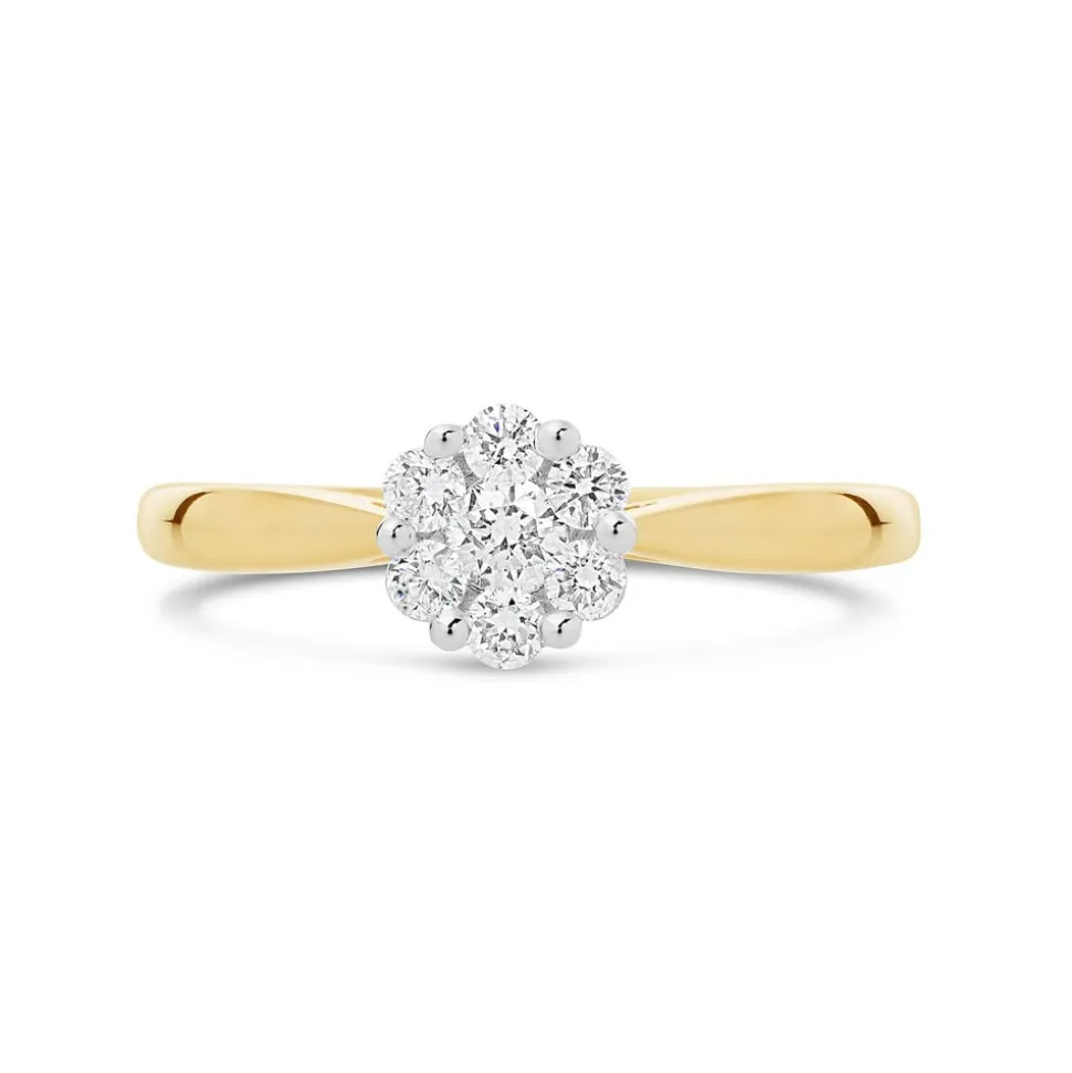 9ct Gold Cluster Blossom 0.33 Carat Diamond Ring
