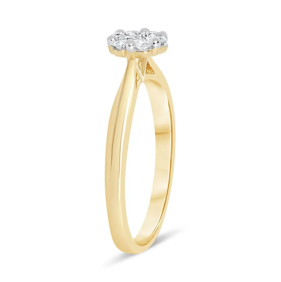 9ct Gold Cluster Blossom 0.33 Carat Diamond Ring