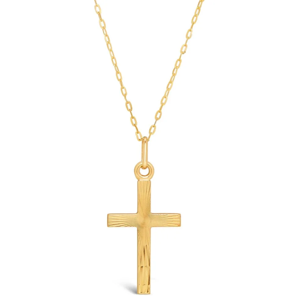 9ct Gold Cross Pendant (Chain Included)
