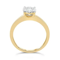 9ct Gold .22ct Round Cut Cluster Diamond Engagement Ring