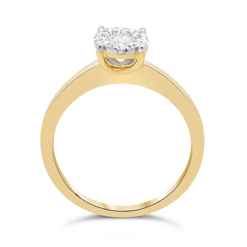 9ct Gold .22ct Round Cut Cluster Diamond Engagement Ring
