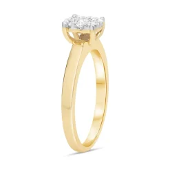 9ct Gold .22ct Round Cut Cluster Diamond Engagement Ring