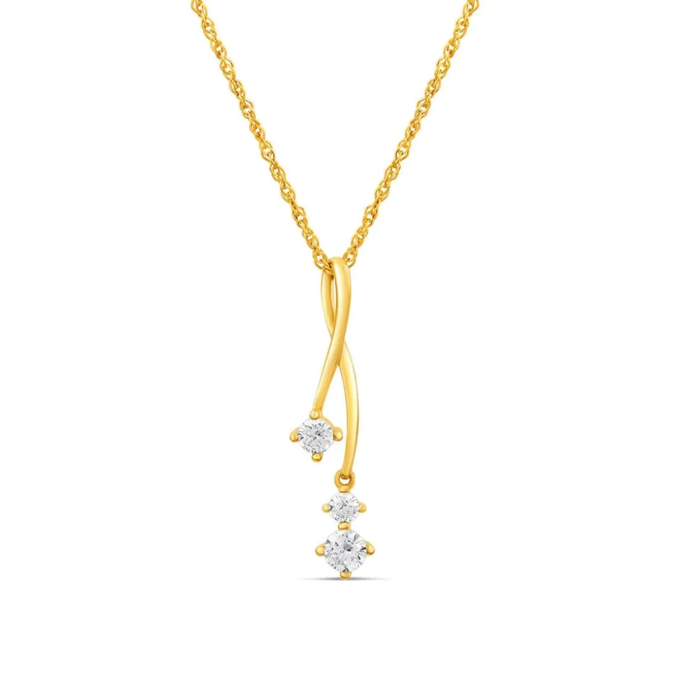 9ct Gold Cubic Zirconia Pendant (Chain Included)