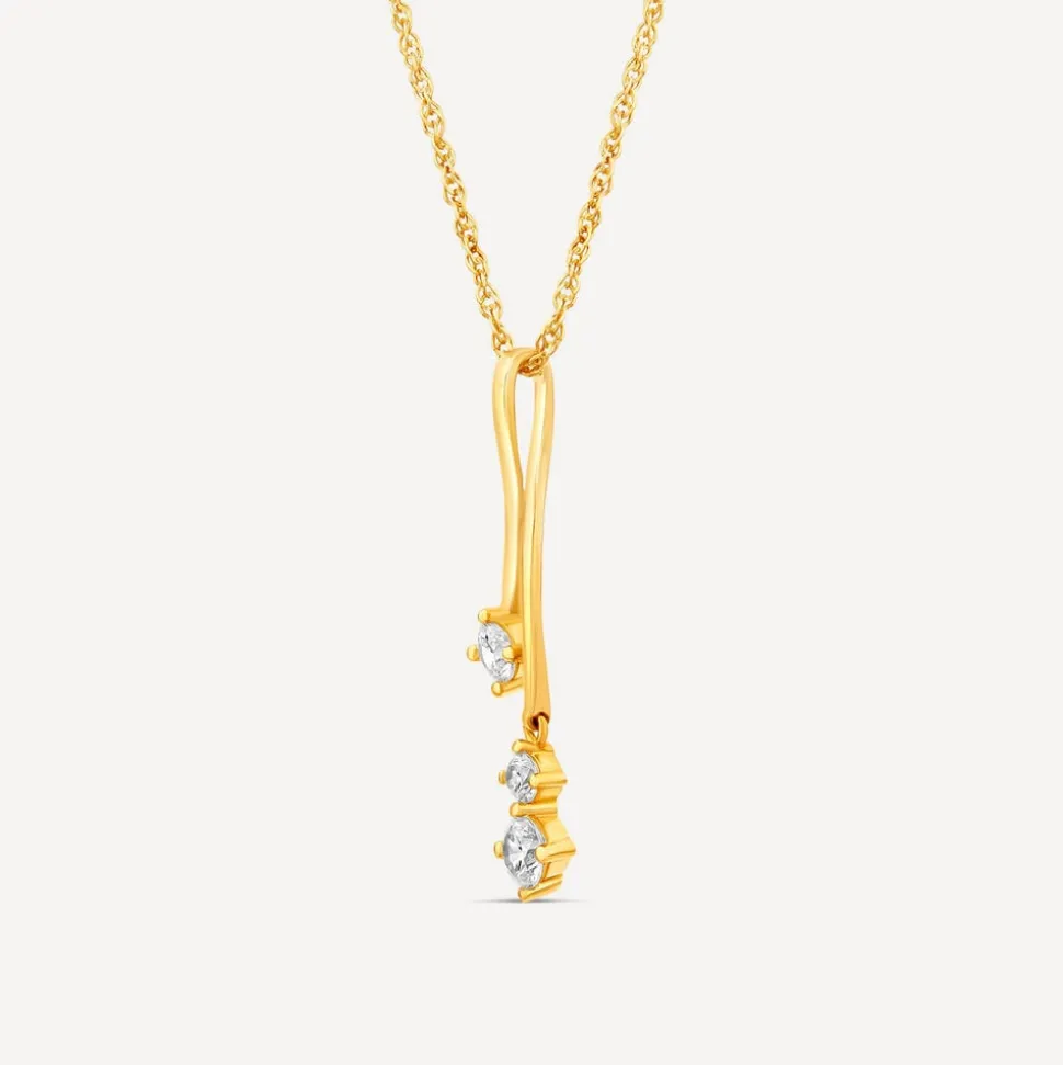 9ct Gold Cubic Zirconia Pendant (Chain Included)