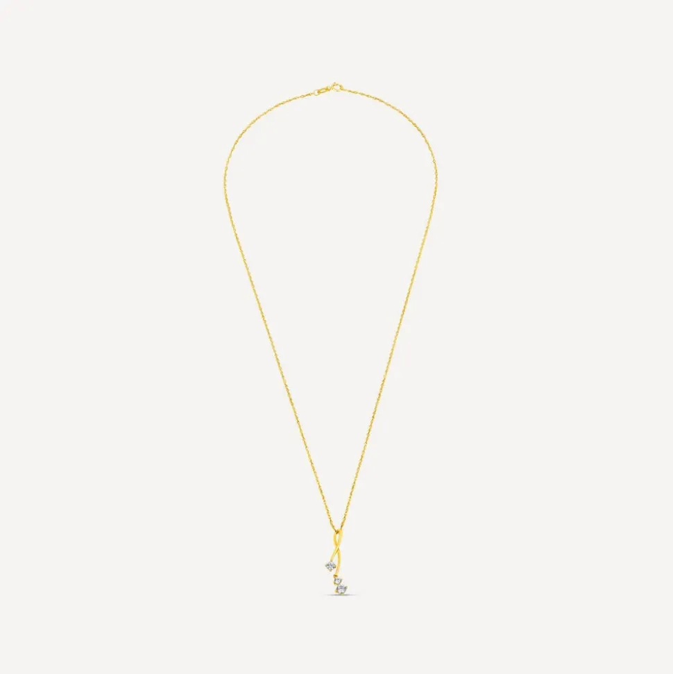 9ct Gold Cubic Zirconia Pendant (Chain Included)