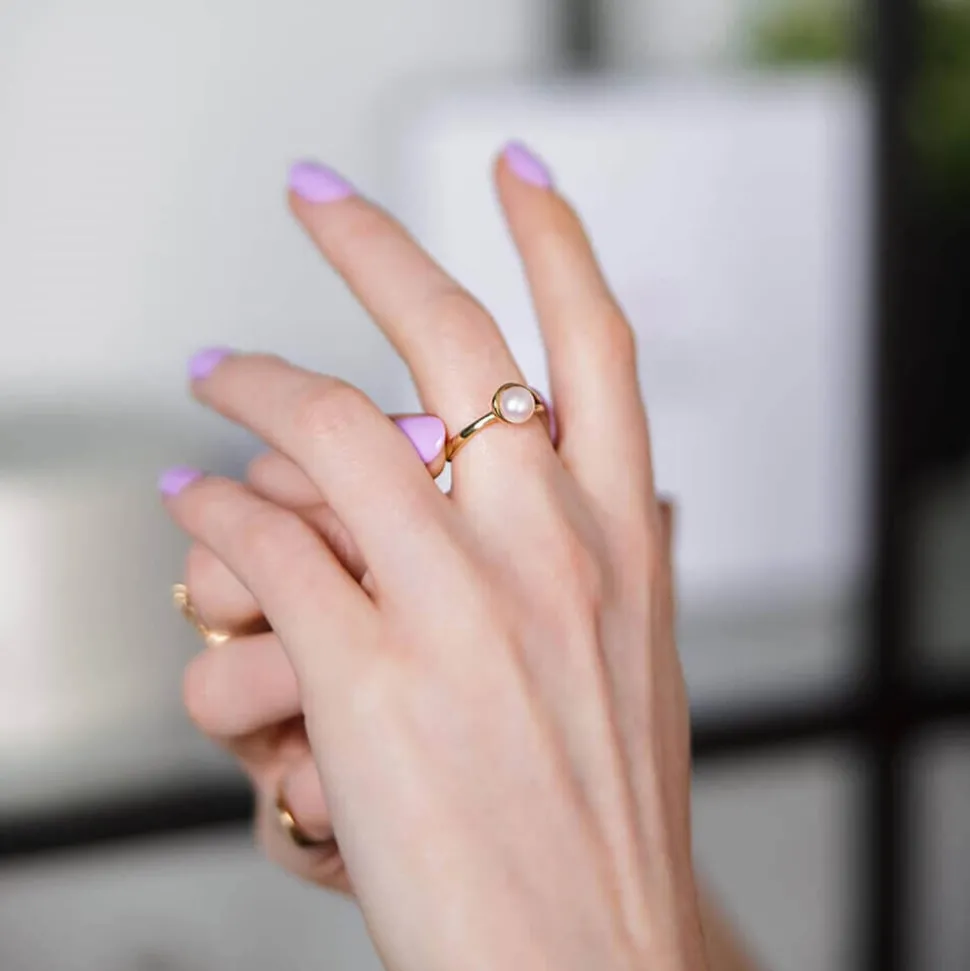 9ct Gold Freshwater Cultured Pearl Open Loop Ring