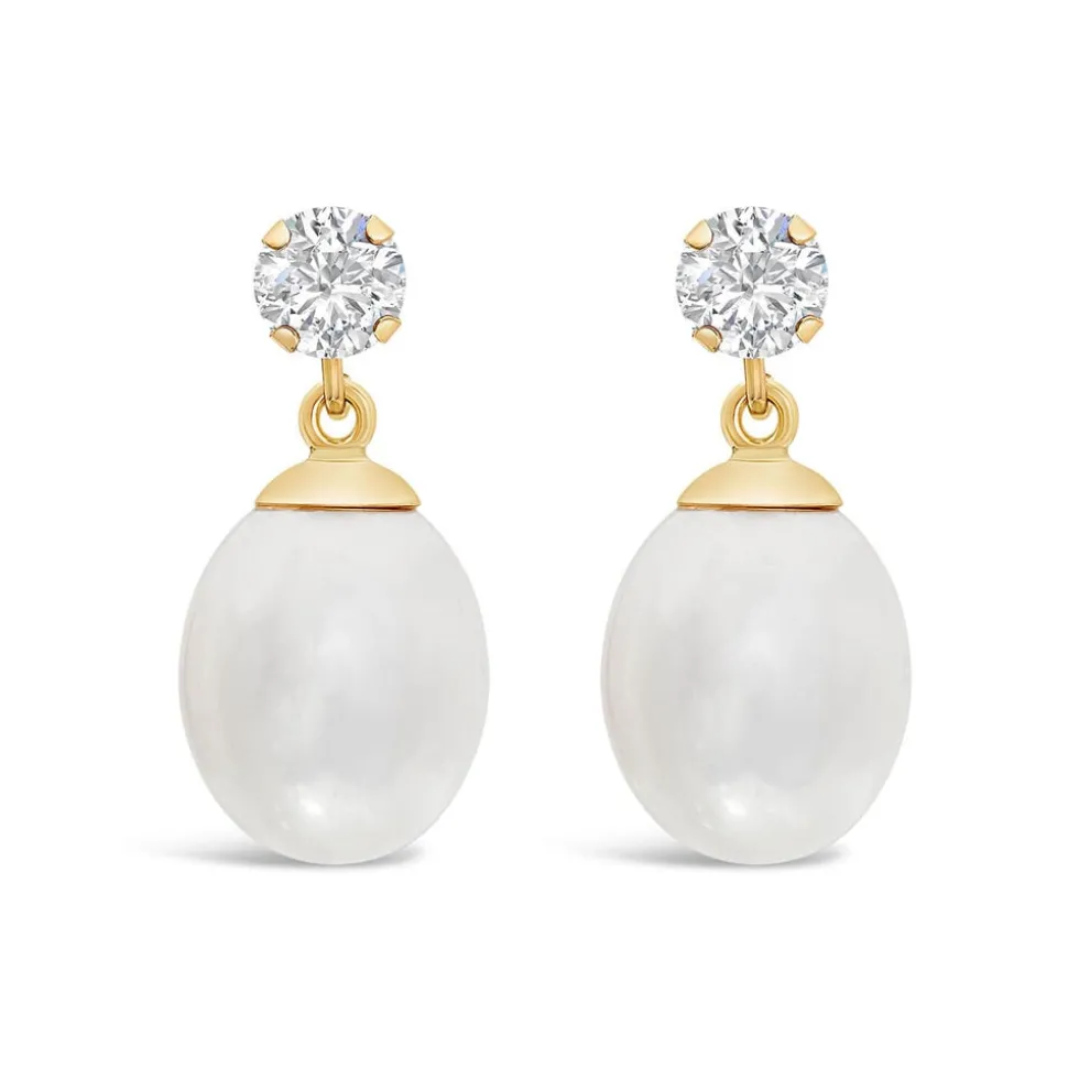 9ct Gold Freshwater Pearl and Cubic Zirconia Earrings