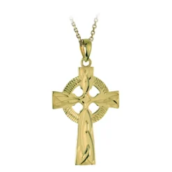 9ct Gold Hand Engraved Celtic Knot Cross Pendant