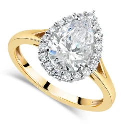 9ct Gold Pear Halo Cubic Zirconia Ring