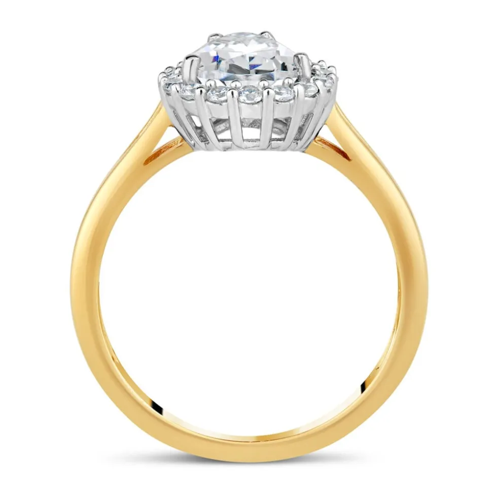 9ct Gold Pear Halo Cubic Zirconia Ring