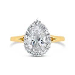 9ct Gold Pear Halo Cubic Zirconia Ring