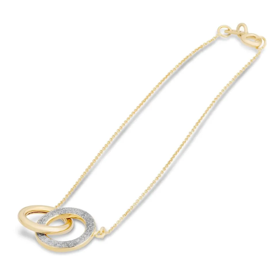 9ct Gold Plain and Glitter Interlocking Circle Bracelet