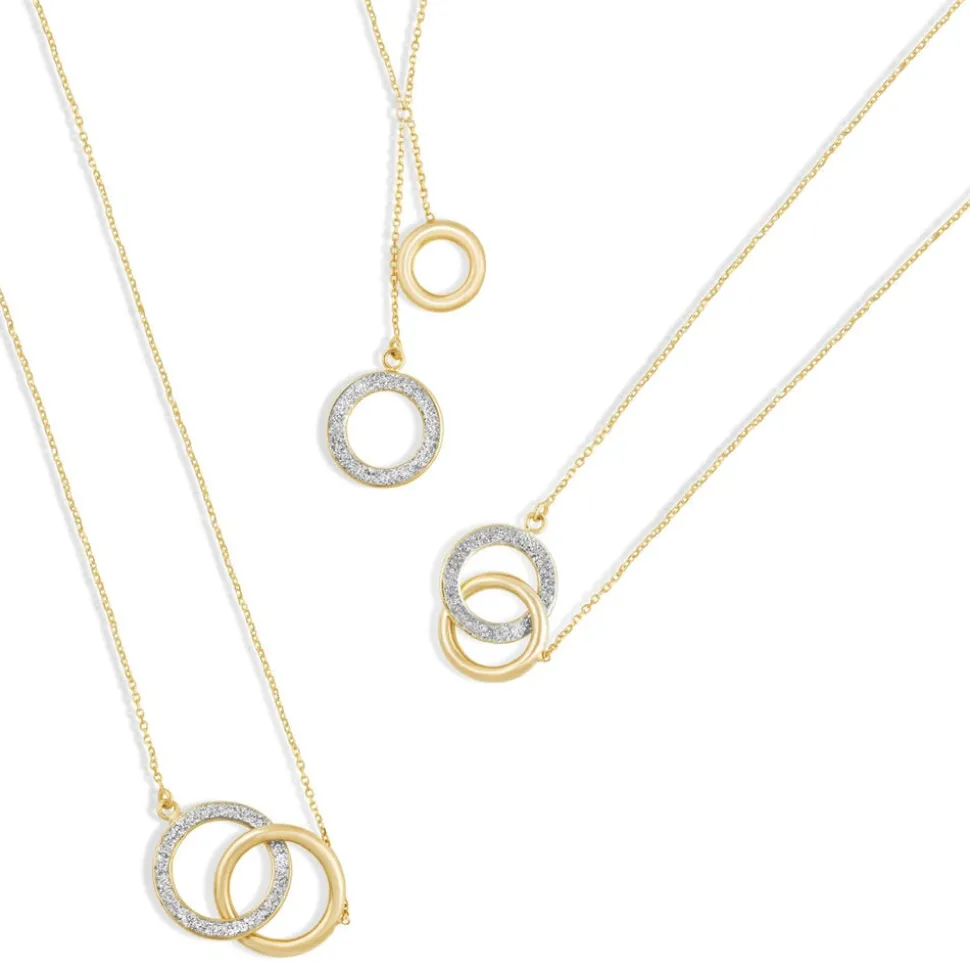 9ct Gold Plain and Glitter Interlocking Circle Bracelet
