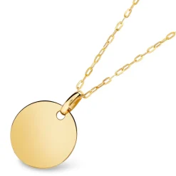 9ct Gold Plain Disc Pendant (Chain Included)