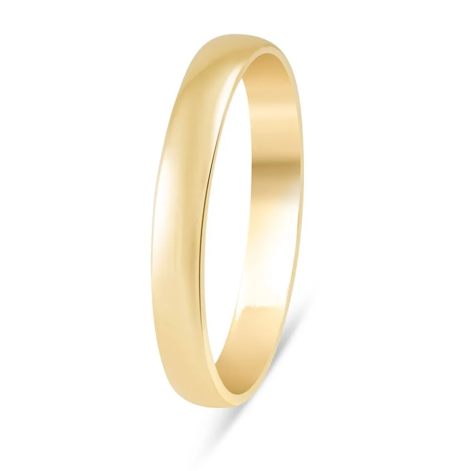 9ct Gold Polished 3mm D Shape Wedding Ring