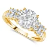 9ct Gold Round Brilliant and Baguette Cubic Zirconia Ring