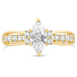 9ct Marquise Cubic Zirconia Claw Set with Side Rings