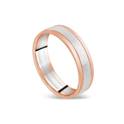 9ct Rose Gold & Platinum 3 Row Plated Centre Men's Wedding Ring