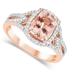 9ct Rose Gold 0.25ct Diamond Shoulders and Morganite Ring