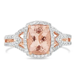 9ct Rose Gold 0.25ct Diamond Shoulders and Morganite Ring