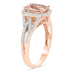 9ct Rose Gold 0.25ct Diamond Shoulders and Morganite Ring