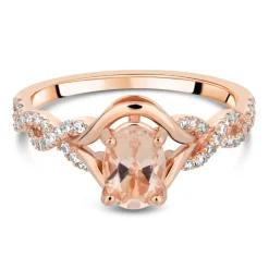 9ct Rose Gold 0.22ct Diamond Twist And Morganite Ring