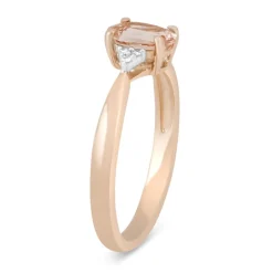 9ct Rose Gold Oval Morganite and Diamond Ring