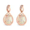 9ct Rose Gold Pear Opal Twist Diamond Top Stud Earrings