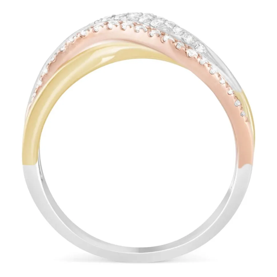 9ct Three Colour Gold 0.21ct Diamond Ring