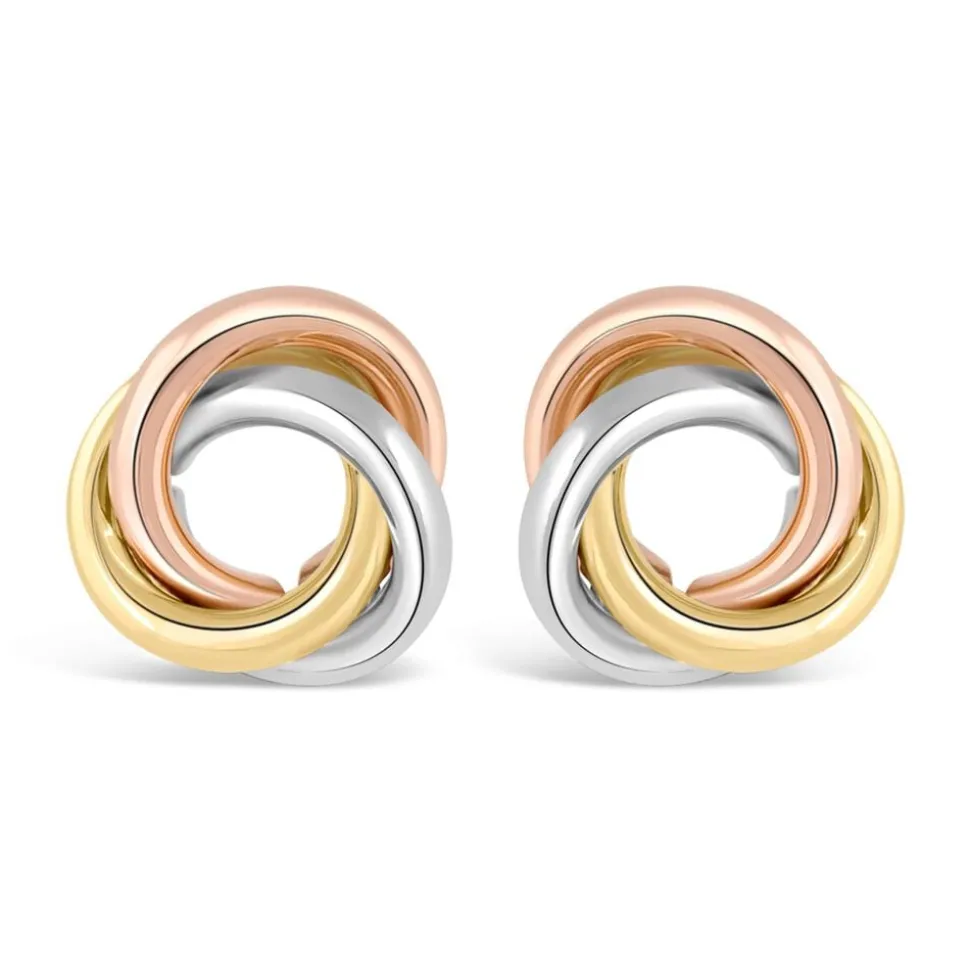 9ct Three Colour Gold Open Knot Stud Earrings