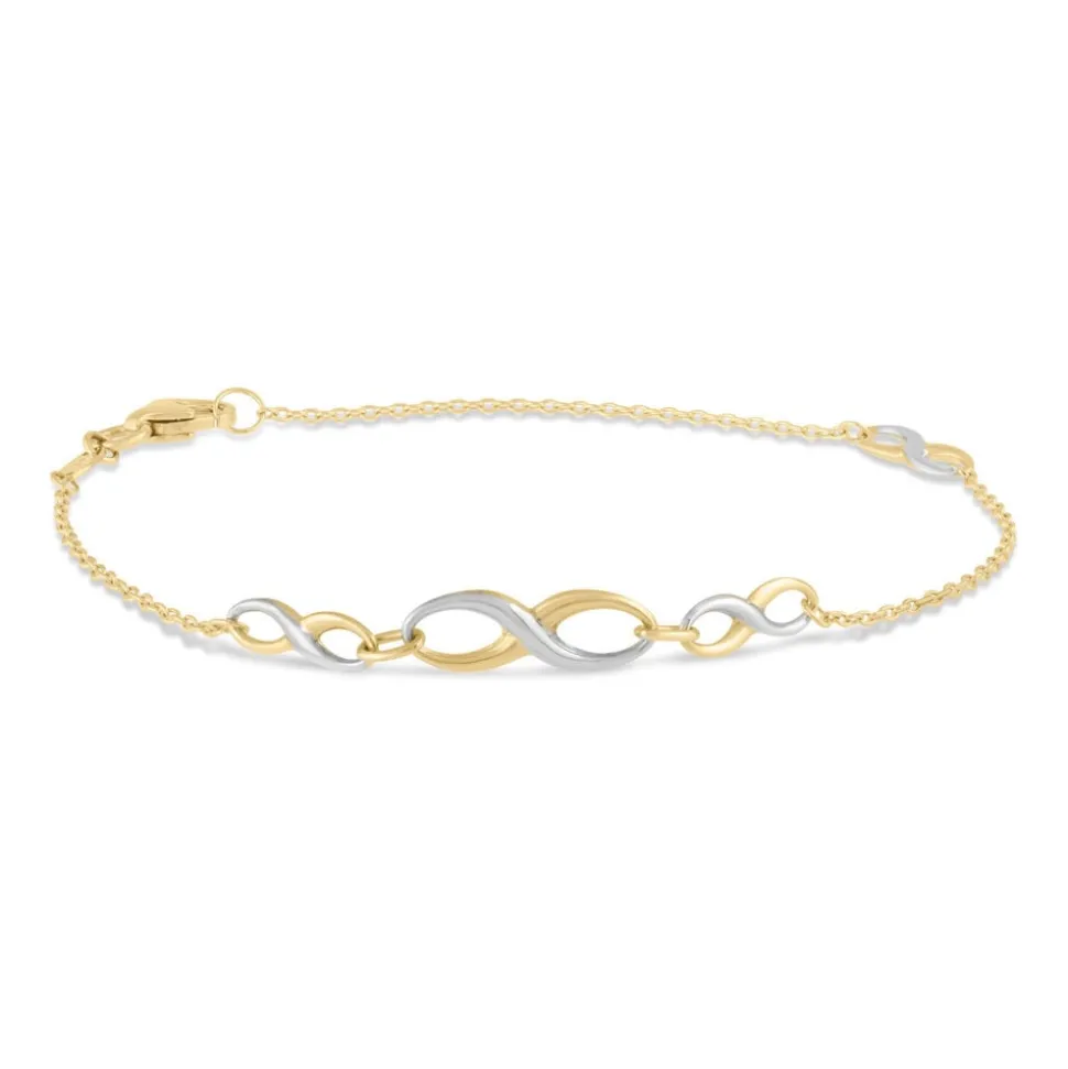 9ct Two Colour Gold Infinity Chain Bracelet