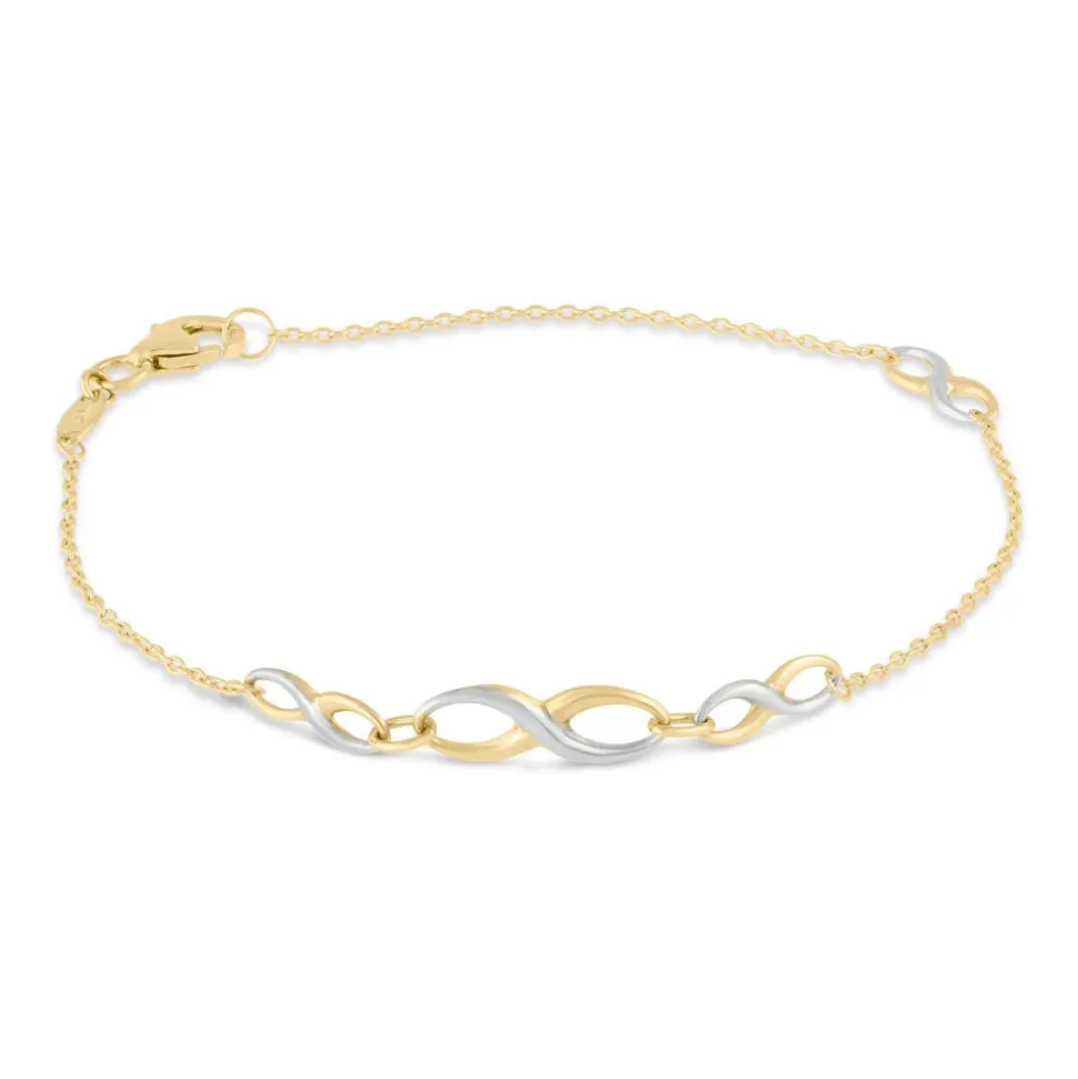 9ct Two Colour Gold Infinity Chain Bracelet
