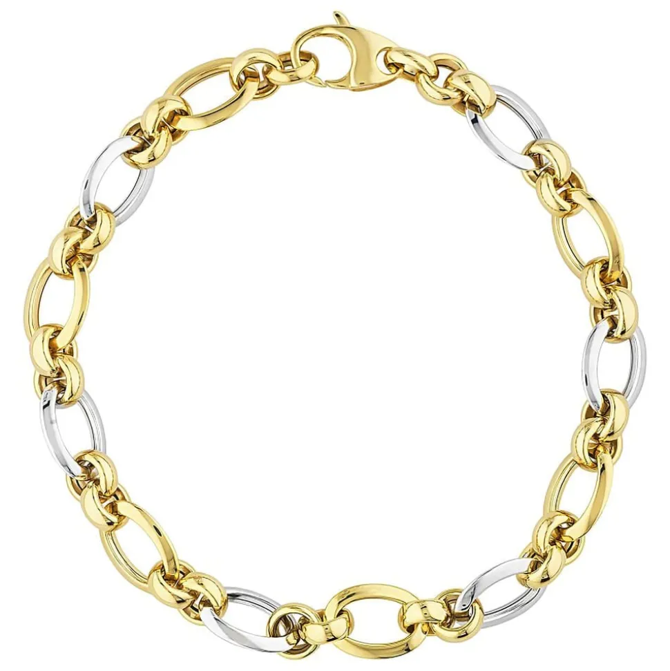 9ct two colour gold open link bracelet