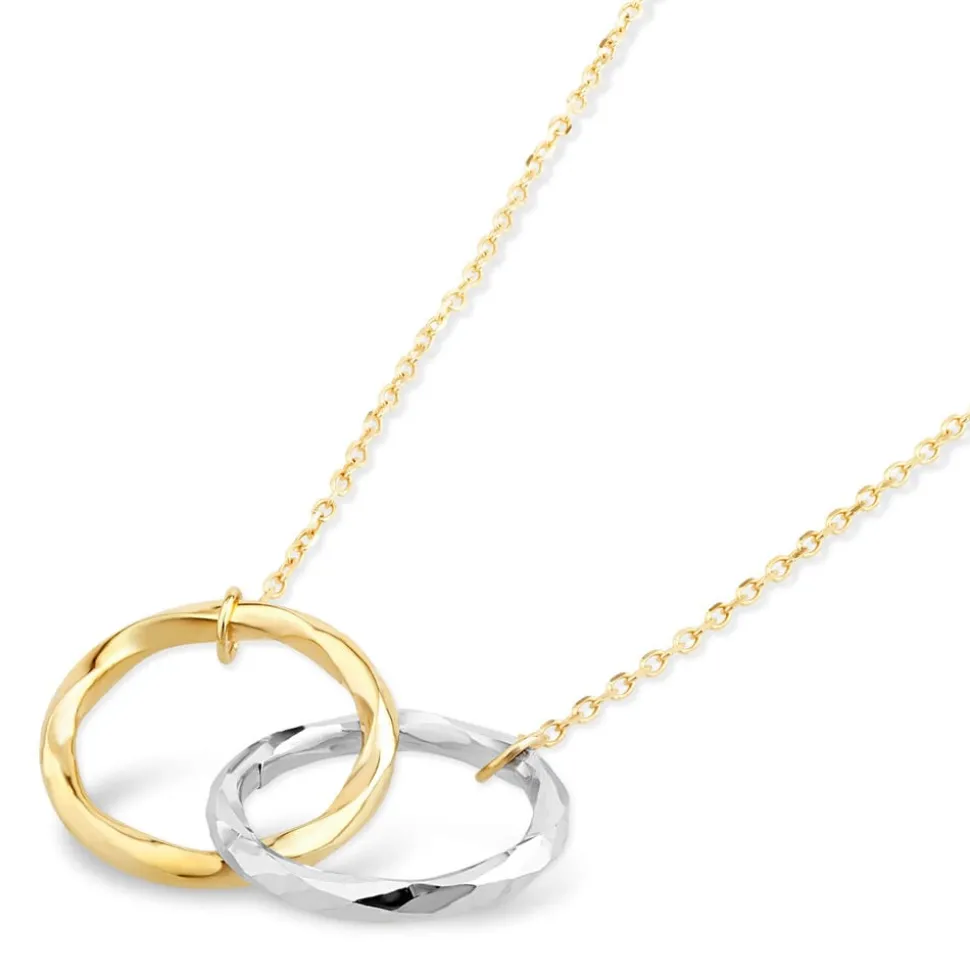 9ct Two-Tone Diamond Cut Double Circle Necklet