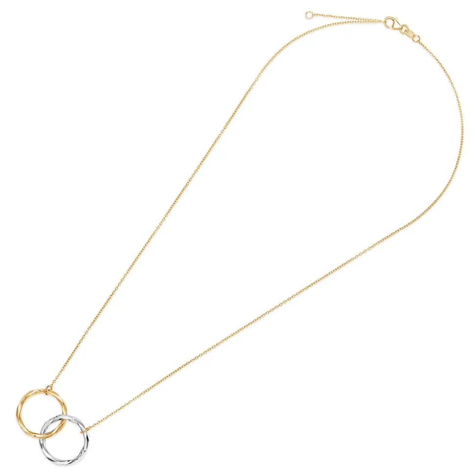 9ct Two-Tone Diamond Cut Double Circle Necklet
