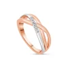 9ct White & Rose Gold 0.03ct Diamond Set 3 Strand Crossover Celebration Ring
