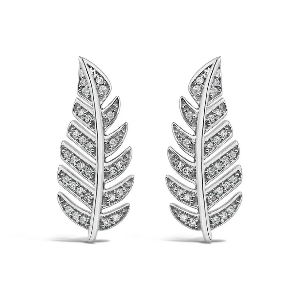 9ct White Gold 0.15 Carat Diamond Feather Studs