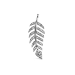 9ct White Gold 0.10 Carat Diamond Feather Pendant