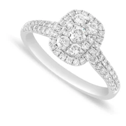 18ct White Gold 0.74 Carat Diamond Cluster Engagement Ring